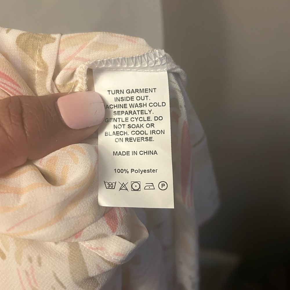 Virgo & Aster dress - white with light pink/beige print open back maxi NWT - Picture 12 of 14